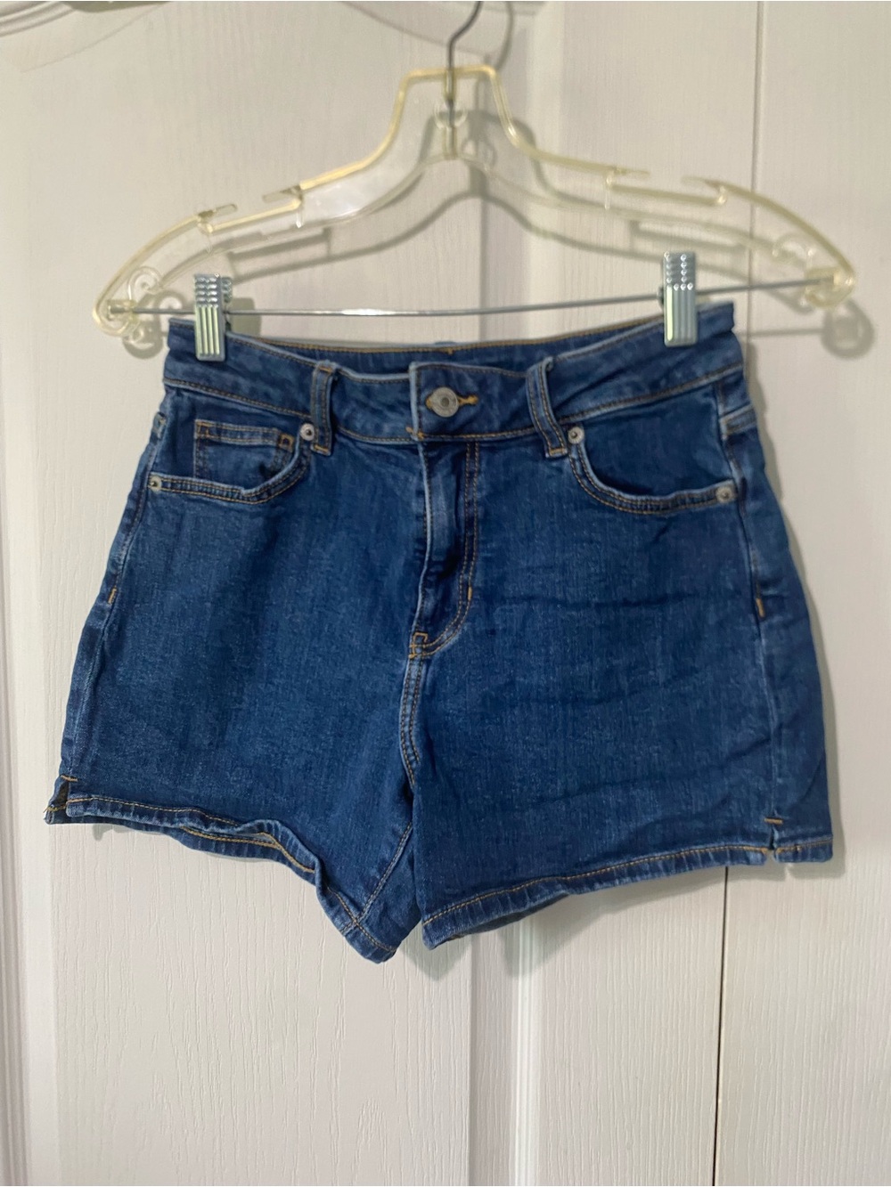 High-Rise Dark Blue Denim Women's Shorts